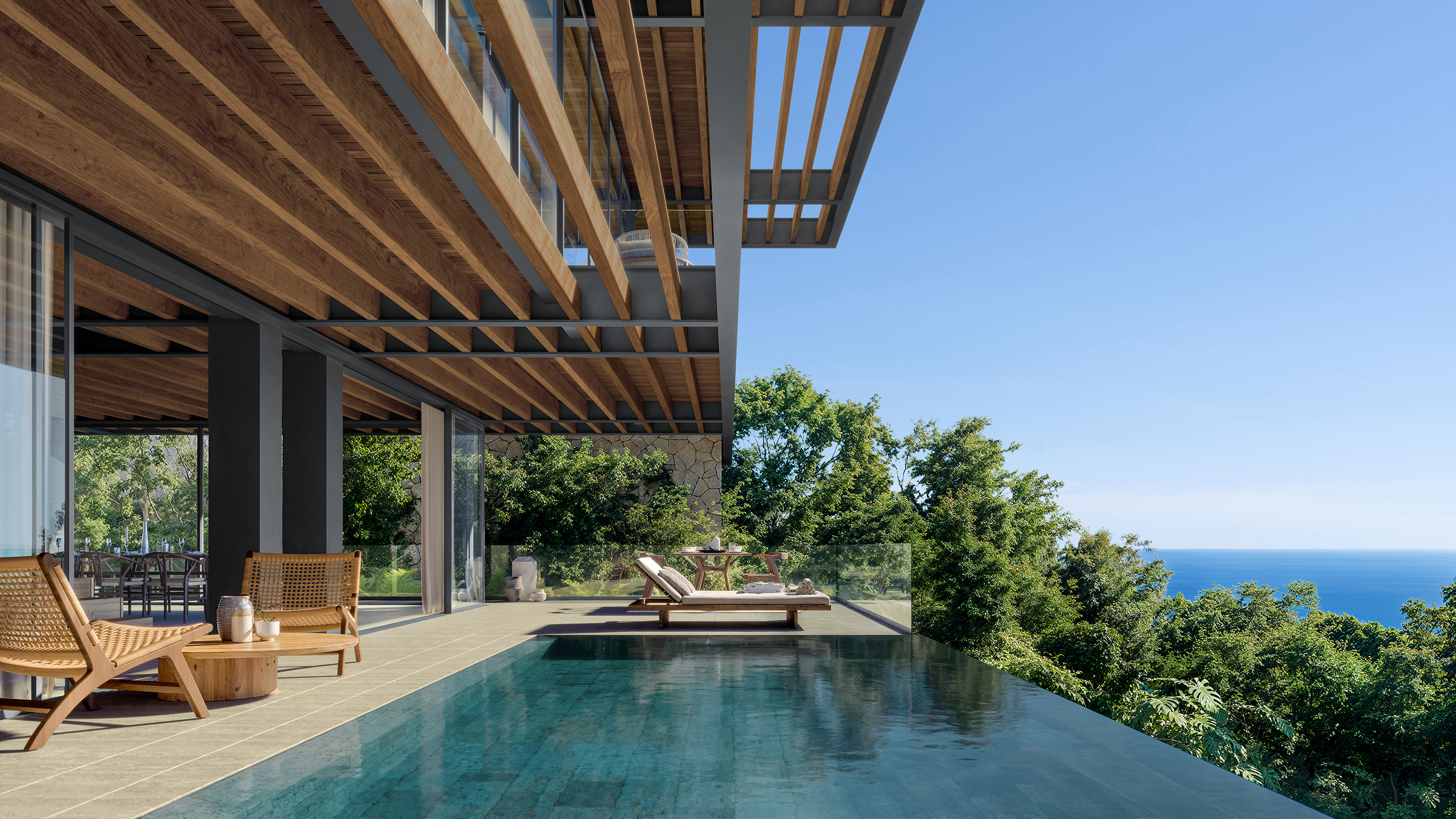Casa Palmar Tangolunda modern tropical estate with lush private courtyard and lap pool