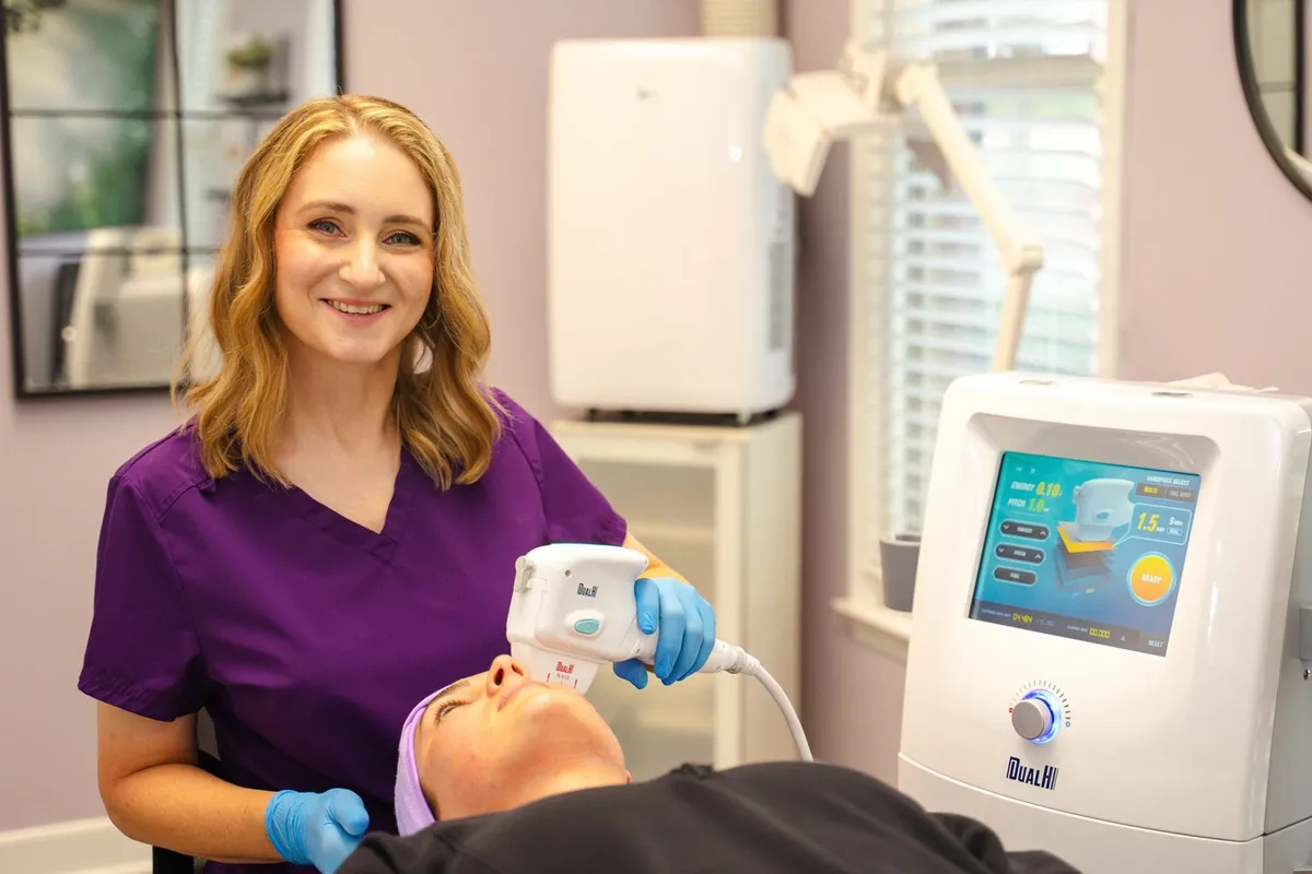 Lori with a client at Skin Pro Lori
