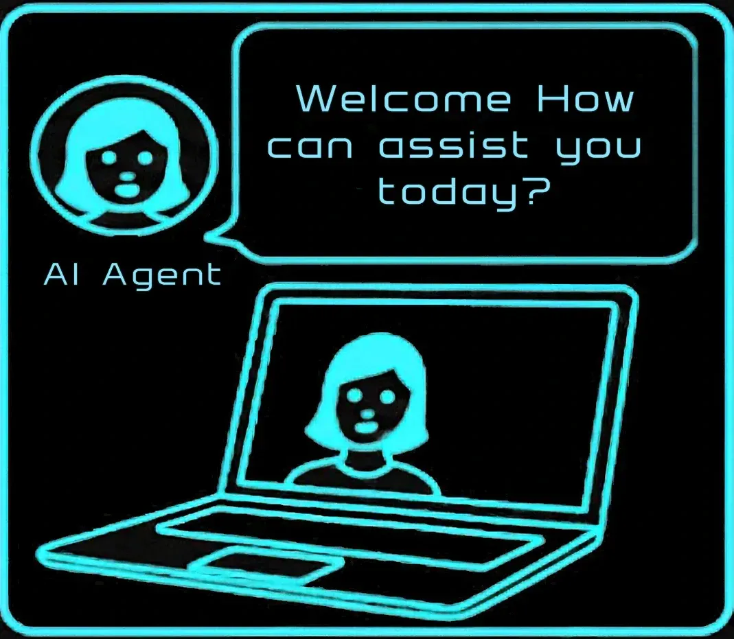 Graphic of AI voice greeting