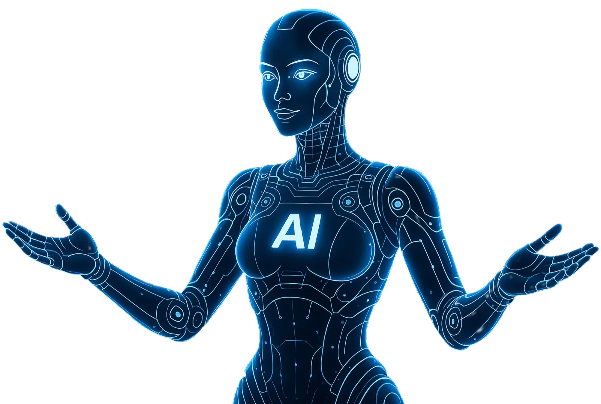 Image of AI humanoid welcoming visitors