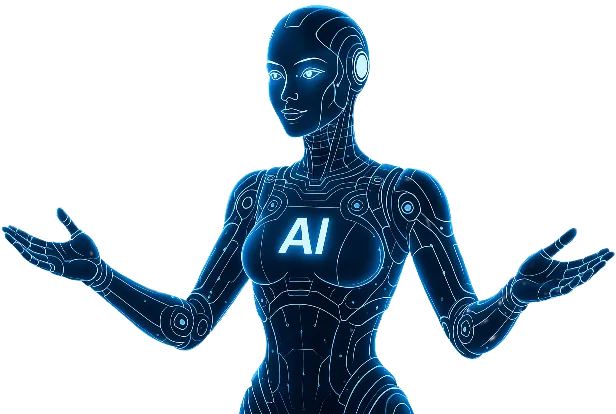 Image of AI humanoid welcoming visitors