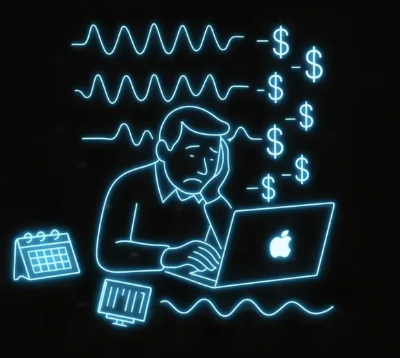 graphic of business owner worring about the cos of his ads