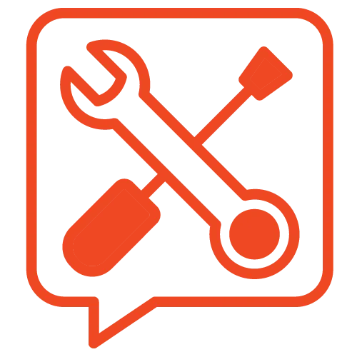 tools inside talk bubble icon