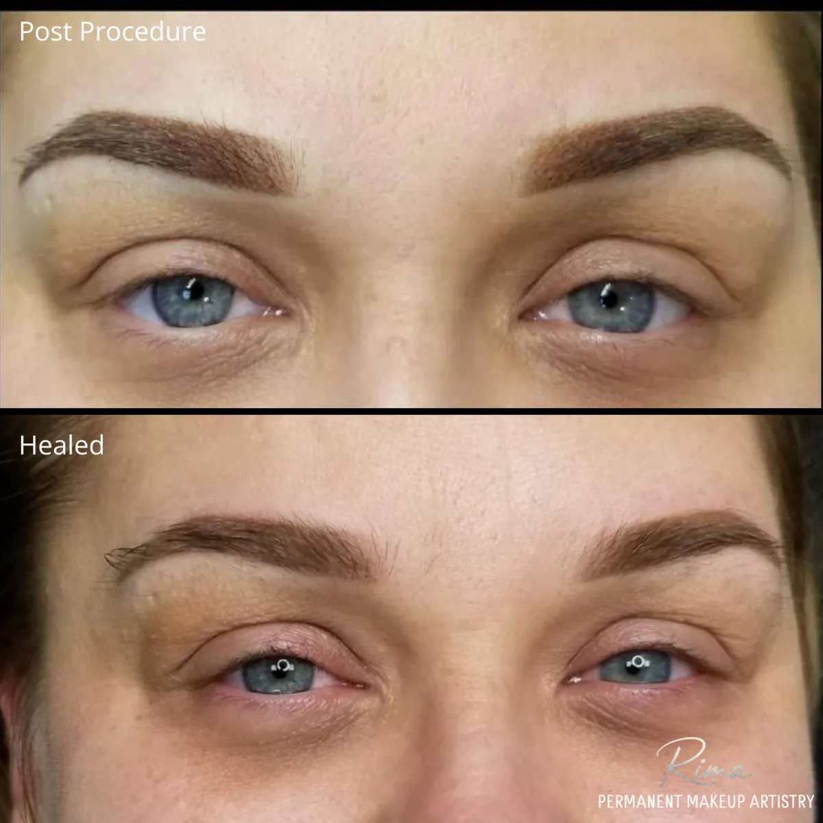 Immediately After and Healed Powder Brows by Rima Kay, Oklahoma City