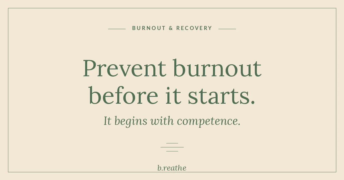 Prevent burnout before it starts — editorial title card from the b.reathe blog by Katie Harvey