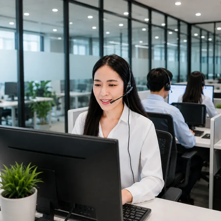 “Lotus Dreams supervisor leading a dedicated bilingual team at the Lima operations center”
