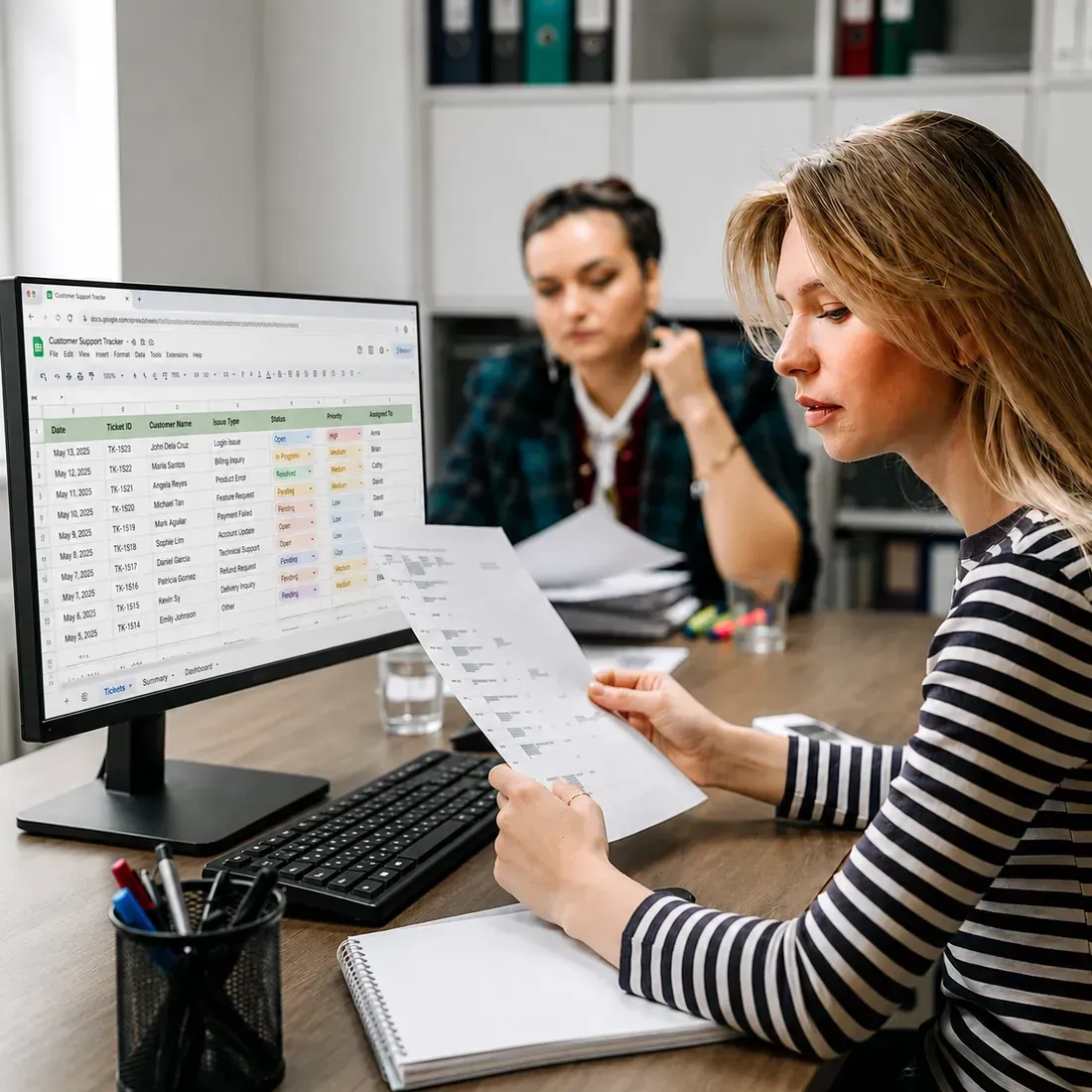 "Lotus Dreams back-office team reviewing operational reporting and quality metrics"