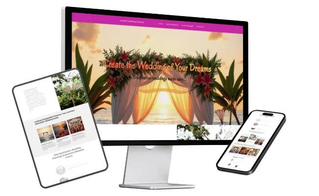 Destination wedding planner example of a website build