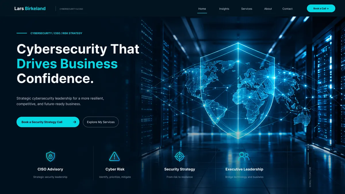 Lars Birkeland Cybersecurity — self-initiated website concept