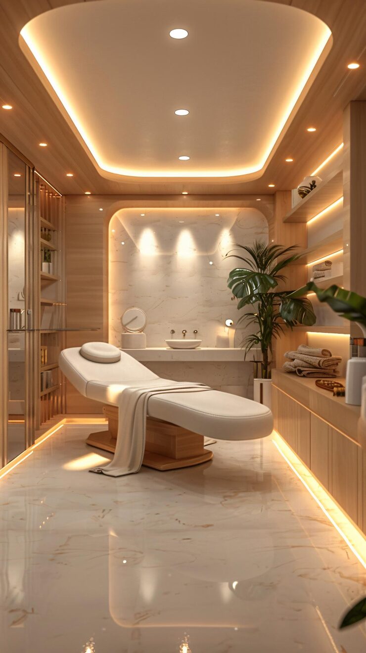 Modern MedSpa treatment room with calming, clean design