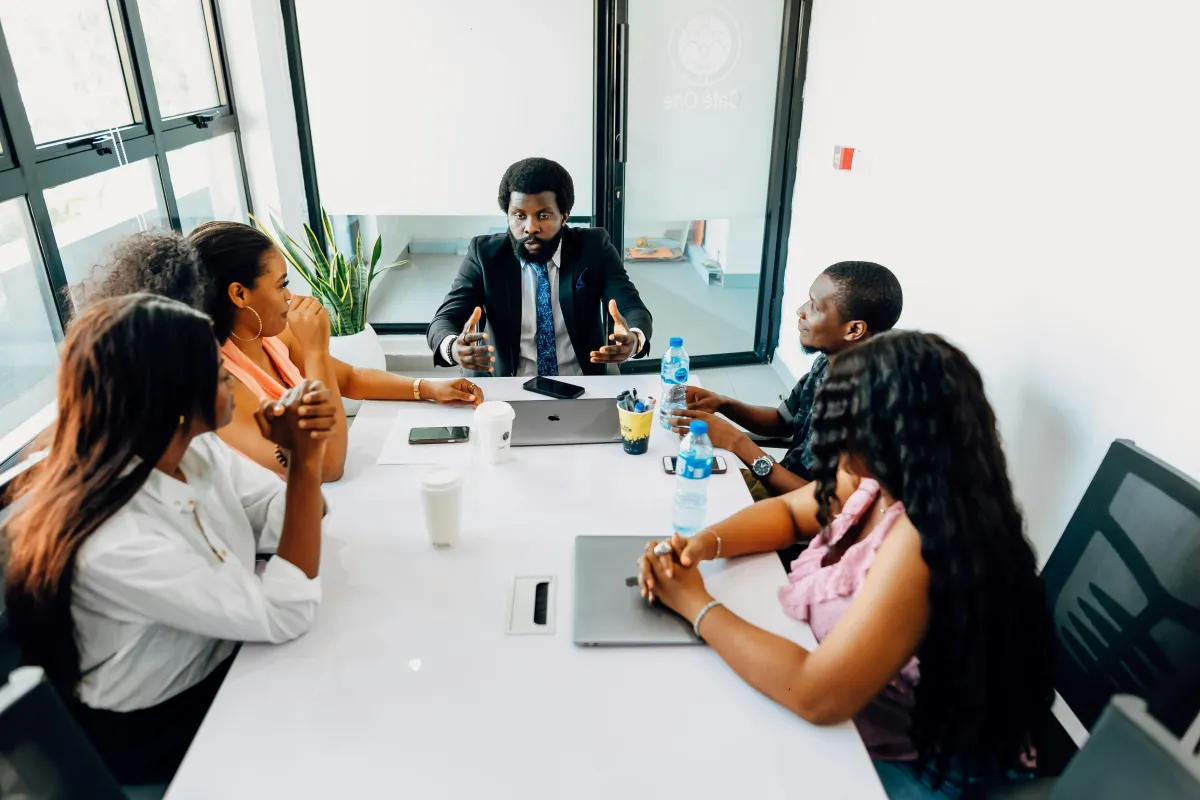 Young group of professionals in a business meeting