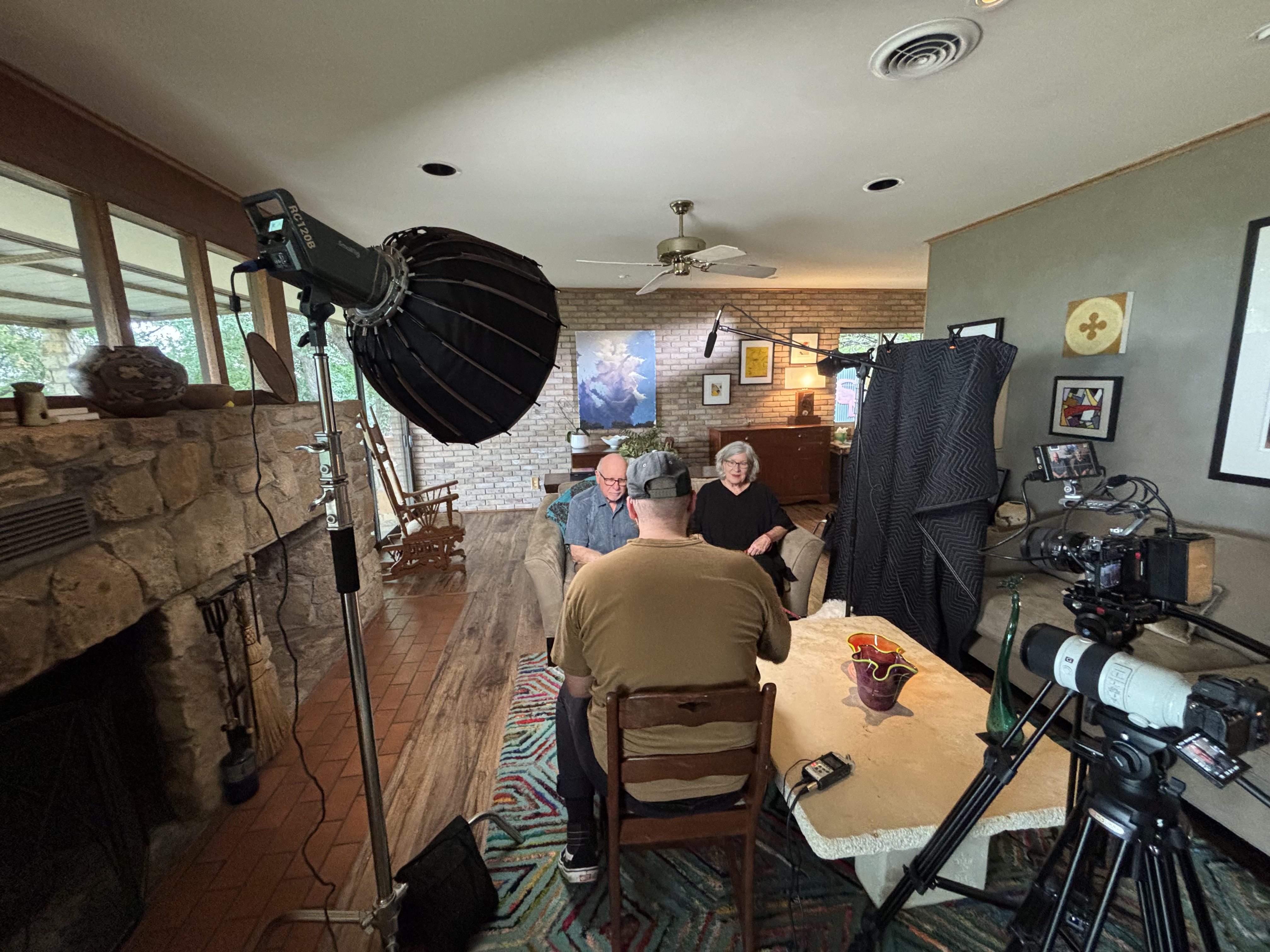 A behind the scenese picture from a nonprofit video produced by Digital Sonder, for Project4031, a Fort Worth nonprofit.