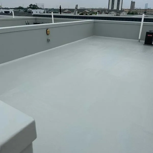 Fiberglass roof deck restoration and coating with durable resin and professional paint application.
