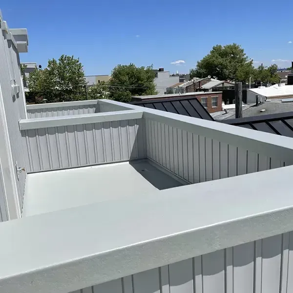 Fiberglass roof installation in Upper Darby, PA, showcasing seamless roofing and weather resistance.