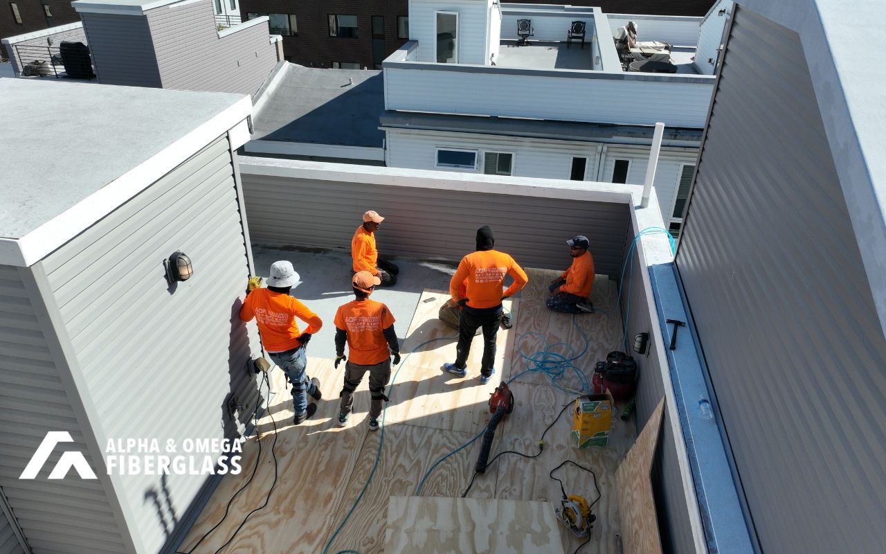 Surface prep for a fiberglass roof patch procedure
