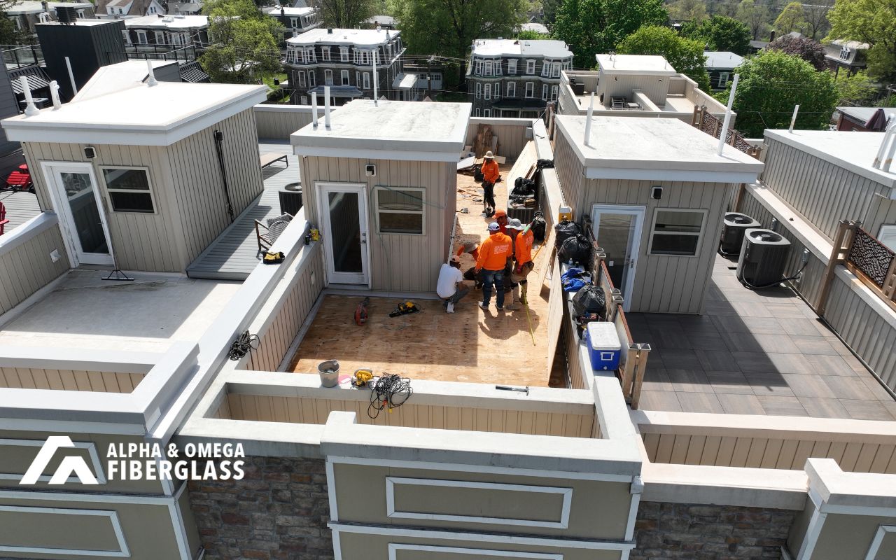 Surface preparation for fiberglass roof edge detailing before sealing