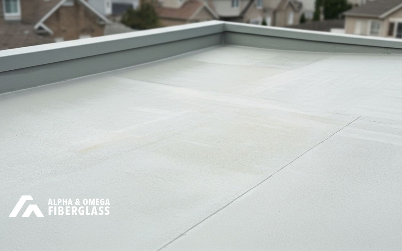 signs fiberglass roof needs recoating shown by fading roof surface