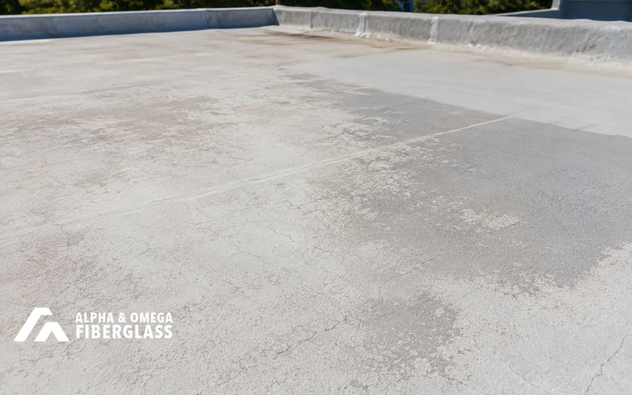 Fiberglass roof thermal movement on a sun-exposed roof surface