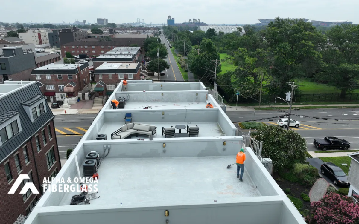 Inspection for fiberglass roof surface cracking near roof seams