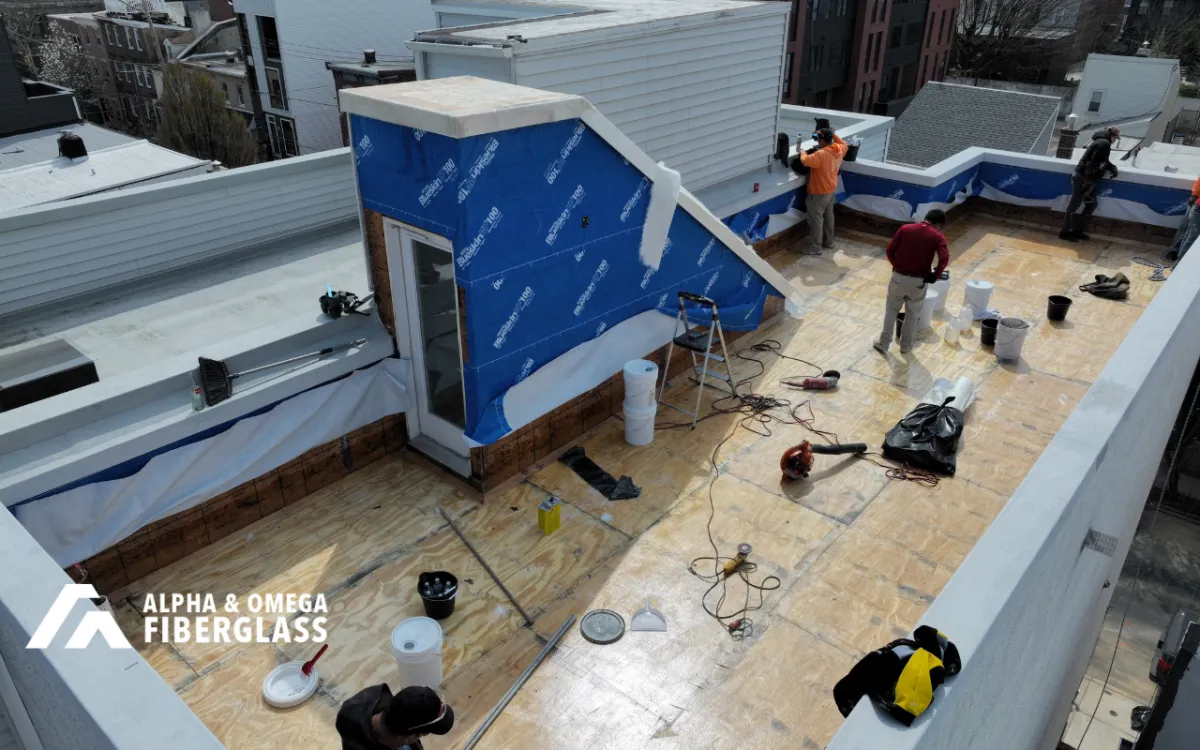  roof restoration for a worn fiberglass roof surface