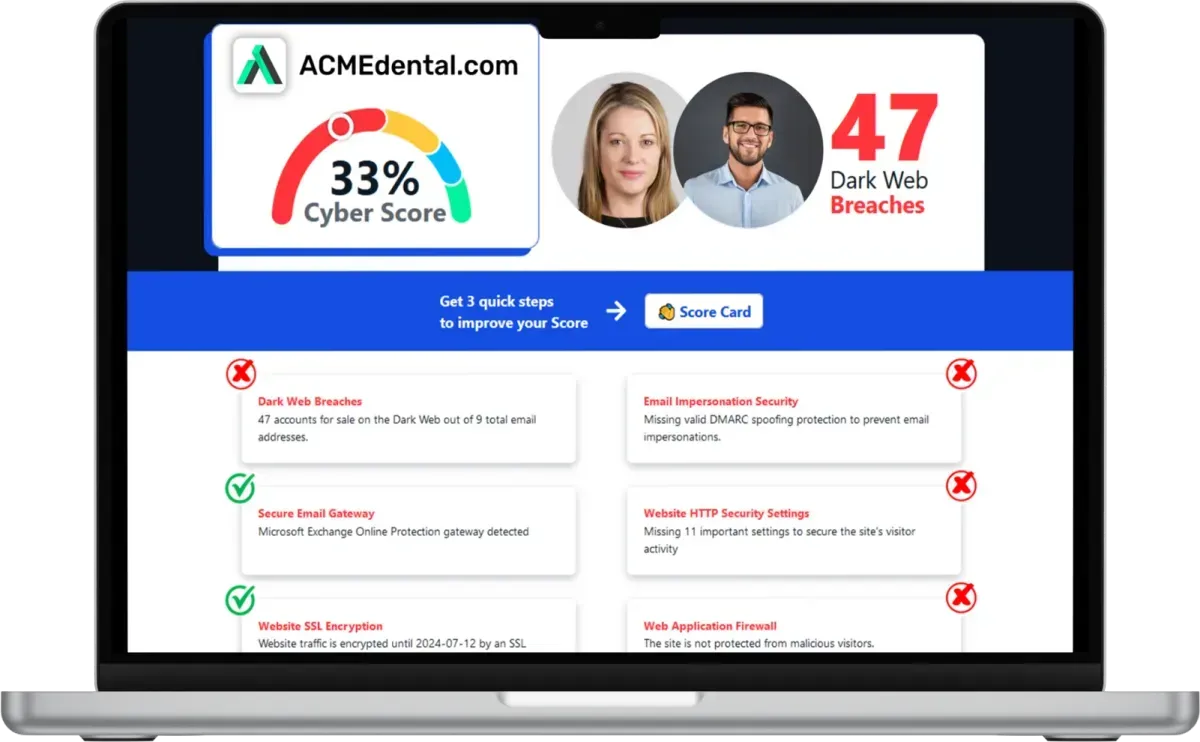 CyberScore cybersecurity assessment report for a business in Grand Rapids, MI