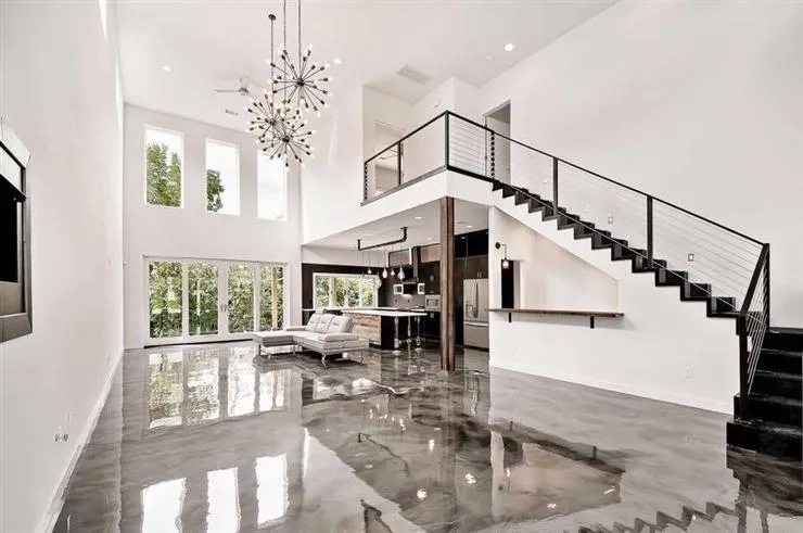 White Epoxy Flooring Indoors Throughout The Home 