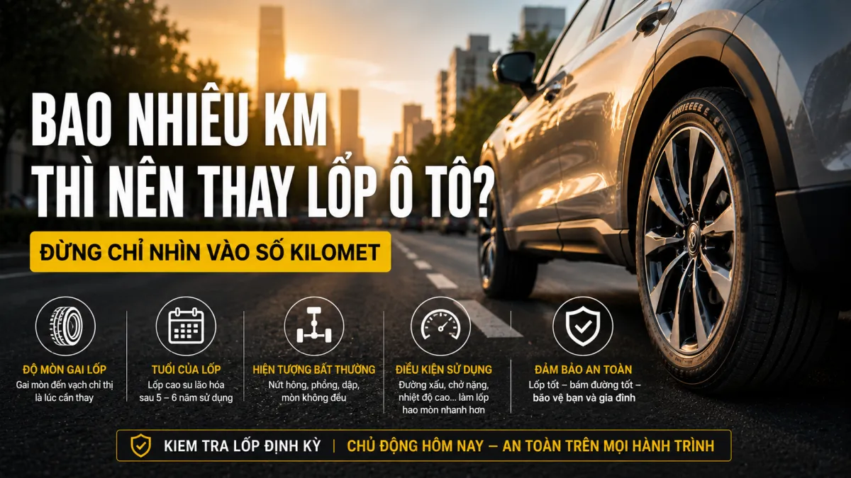 Hướng dẫn bao nhiêu km thì nên thay lốp ô tô và các dấu hiệu nhận biết lốp cần thay tại Bình Linh Auto.