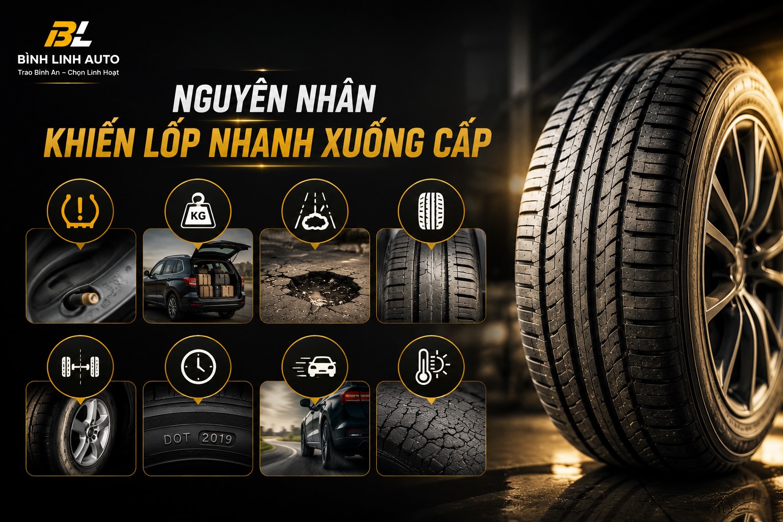 Nguyên nhân khiến lốp xe nhanh xuống cấp