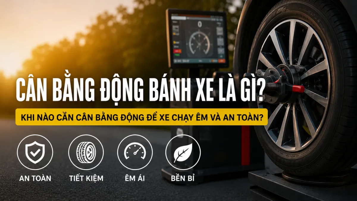 Cân bằng động bánh xe ô tô tại Bình Linh Auto TP Vinh giúp giảm rung vô lăng, xe chạy êm hơn và tăng tuổi thọ lốp.
