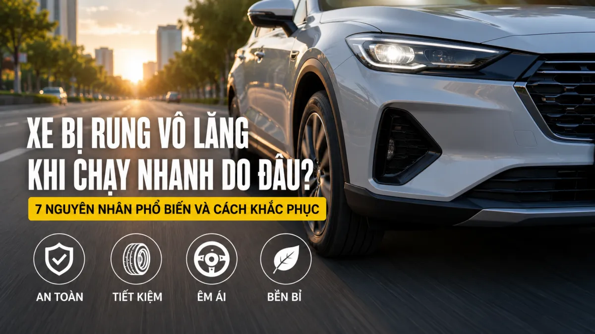 Xe bị rung vô lăng khi chạy nhanh do mất cân bằng động, lốp mòn hoặc lệch thước lái. Kỹ thuật viên Bình Linh Auto kiểm tra hệ thống bánh xe tại TP Vinh.