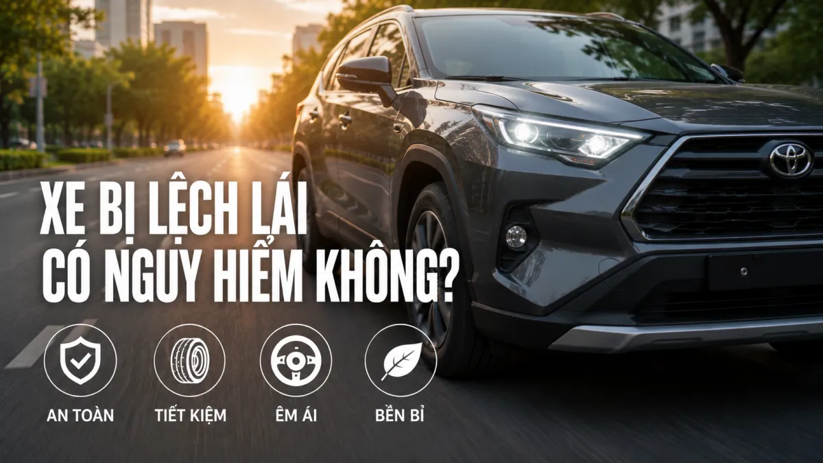 Xe bị lệch lái khi chạy do lệch thước lái, áp suất lốp không đều hoặc lốp mòn. Kỹ thuật viên Bình Linh Auto kiểm tra hệ thống lái tại TP Vinh.