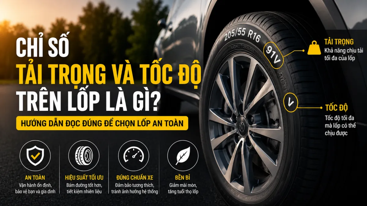 Hướng dẫn đọc chỉ số tải trọng và tốc độ trên lốp xe ô tô tại Bình Linh Auto TP Vinh giúp lựa chọn đúng loại lốp an toàn.