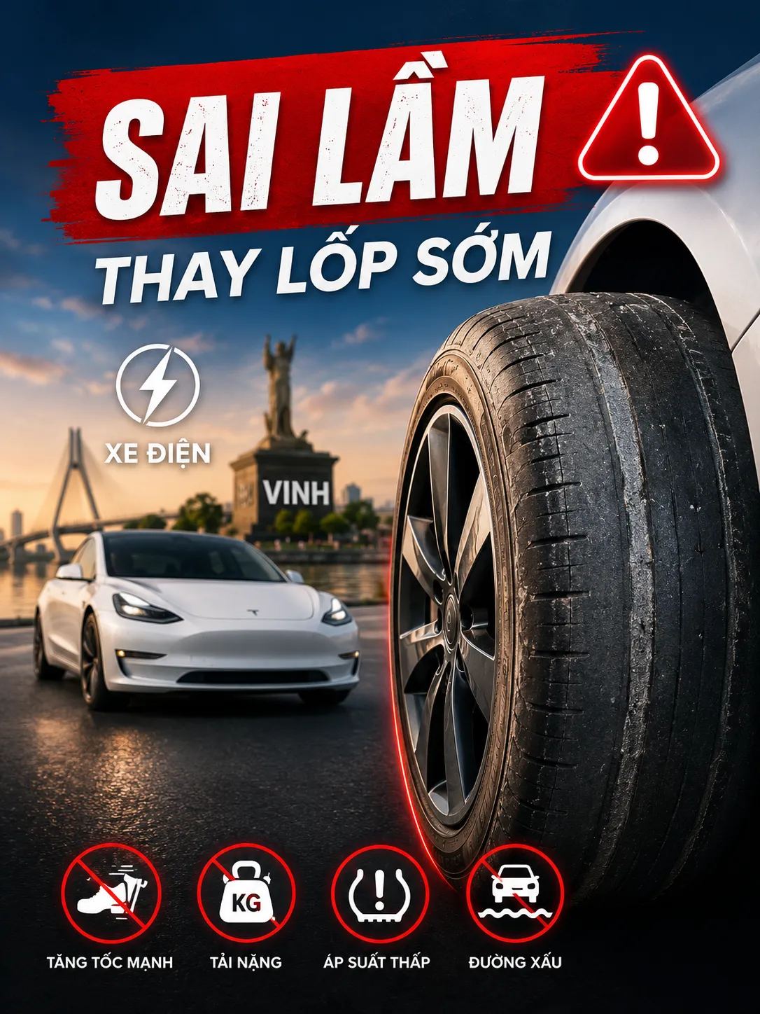 Những sai lầm khiến chủ xe điện phải thay lốp sớm và cách kéo dài tuổi thọ lốp ô tô điện.