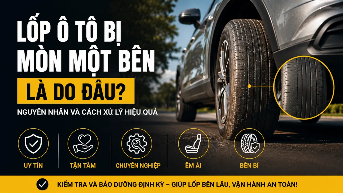 Lốp ô tô bị mòn một bên là do đâu? Nguyên nhân và cách xử lý hiệu quả