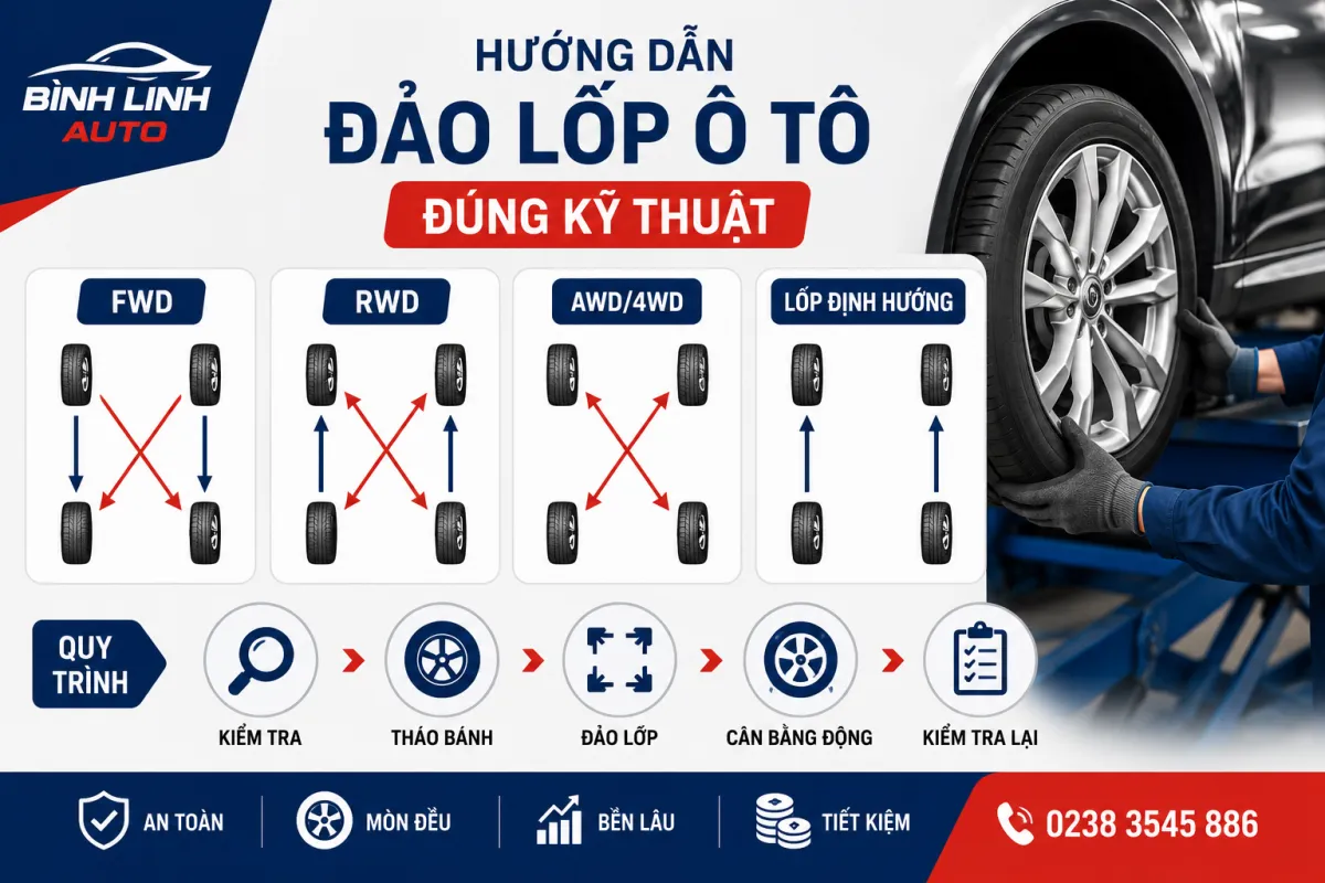 Hướng dẫn đảo lốp ô tô đúng kỹ thuật
