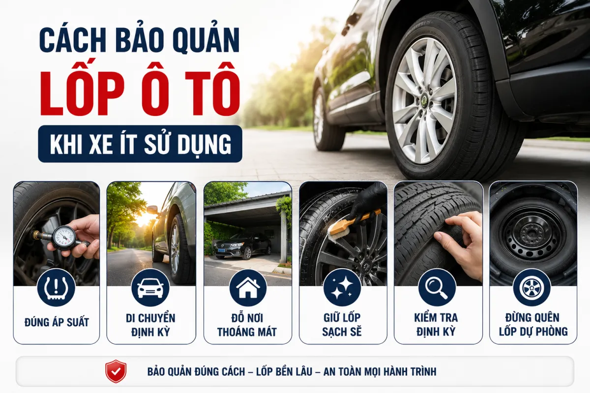 Cách bảo quản lốp ô tô khi xe ít sử dụng