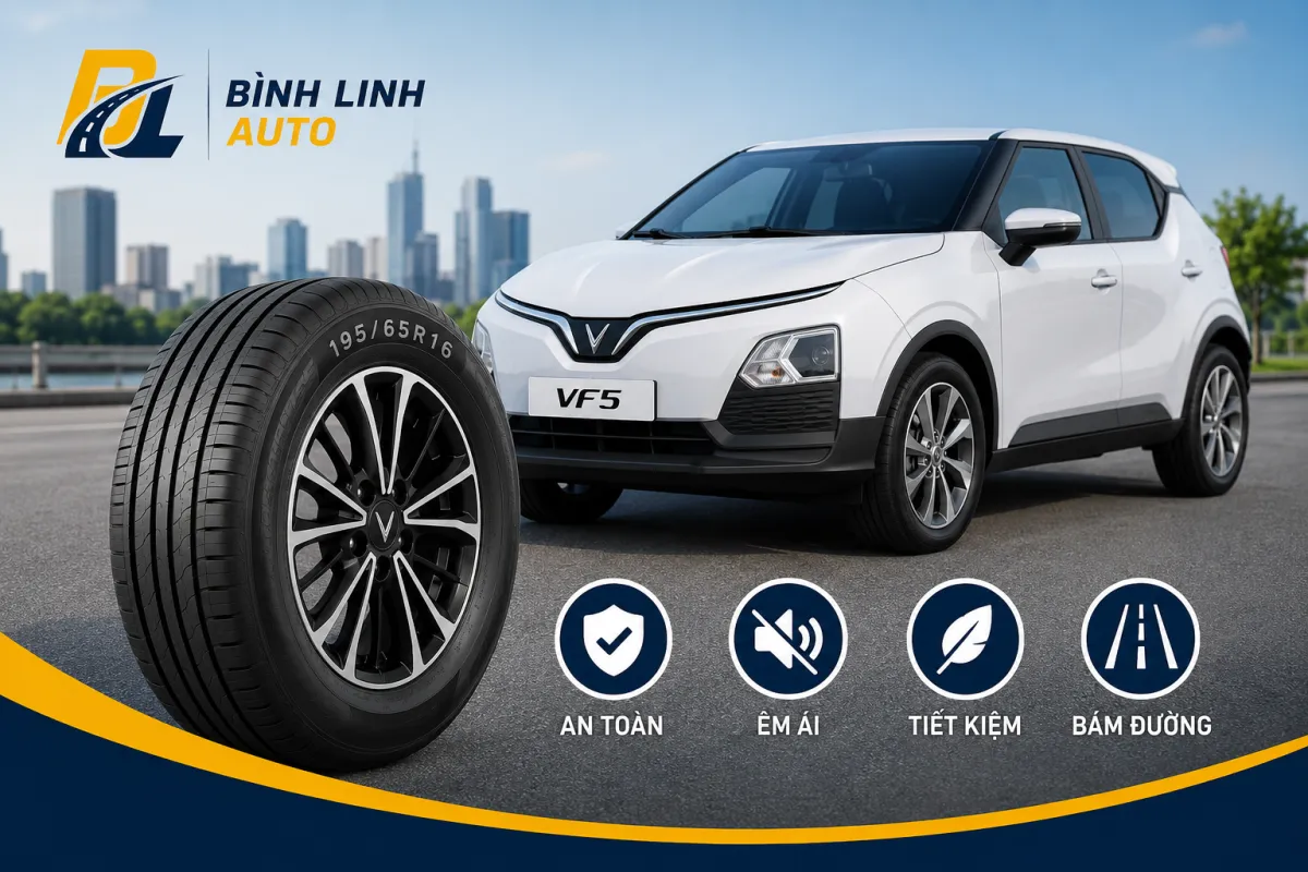 Cách chọn lốp phù hợp cho VinFast VF5 với kích thước đúng tiêu chuẩn, đảm bảo an toàn, êm ái và độ bám đường tốt