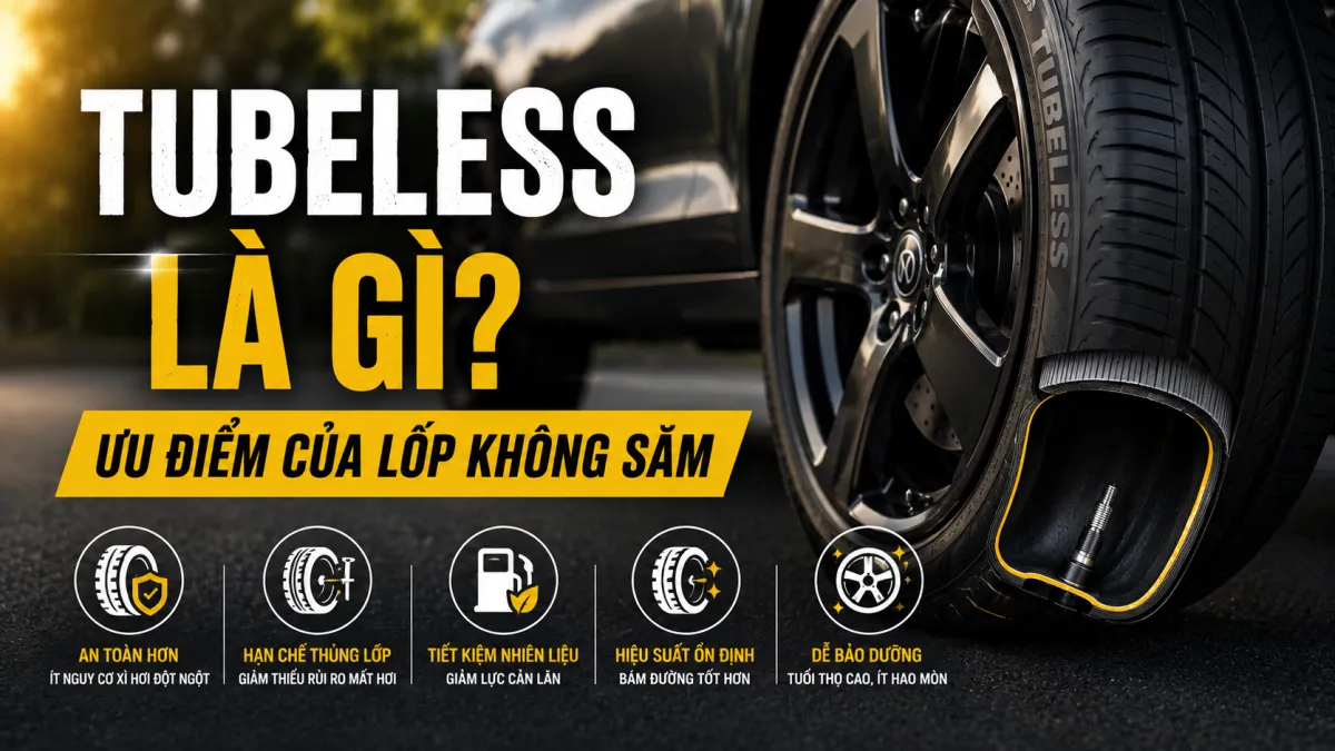 Tubeless là gì? Tìm hiểu cấu tạo, nguyên lý hoạt động và những ưu điểm của lốp không săm so với lốp có săm để lựa chọn phù hợp cho xe ô tô.