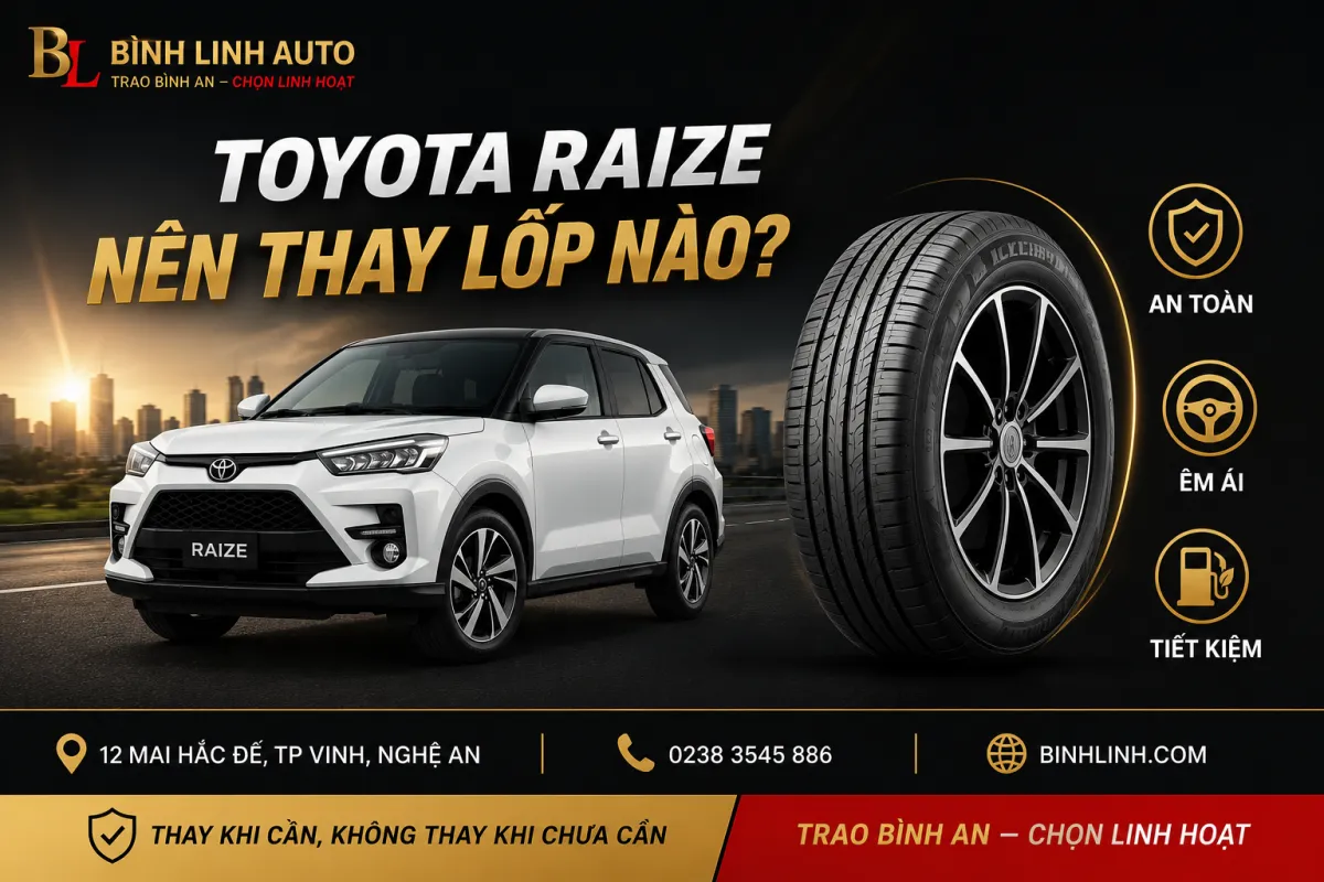 Toyota Raize nên thay lốp nào? Gợi ý lốp 205/65R16 tại Bình Linh Auto