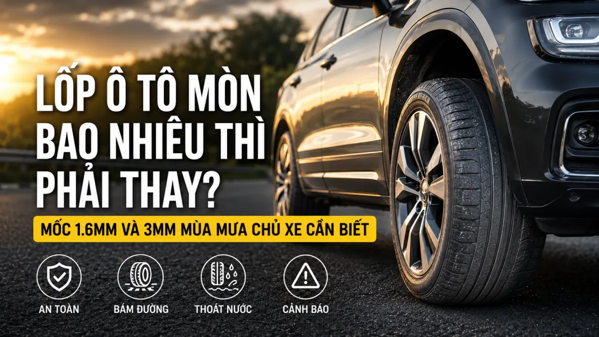 LỐP Ô TÔ MÒN BAO NHIÊU THÌ PHẢI THAY? MỐC 1.6MM VÀ 3MM GIẢI THÍCH CHI TIẾT