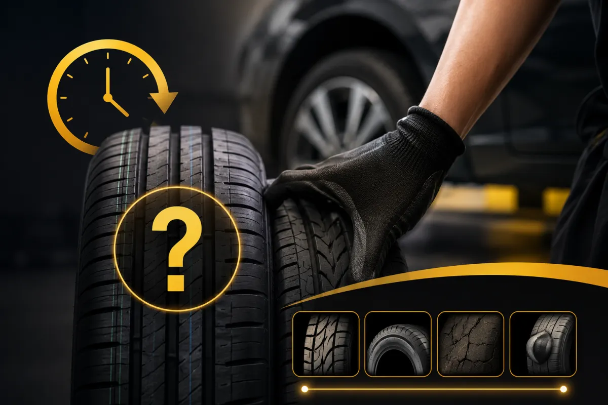 Kỹ thuật viên Bình Linh Auto kiểm tra độ mòn lốp ô tô để xác định thời điểm cần thay lốp, đảm bảo an toàn khi vận hành.