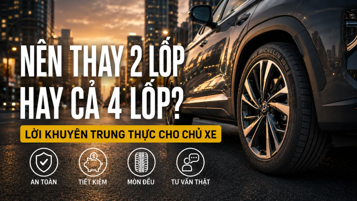 NÊN THAY 2 LỐP HAY CẢ 4 LỐP? KHI NÀO CẦN THAY TOÀN BỘ?