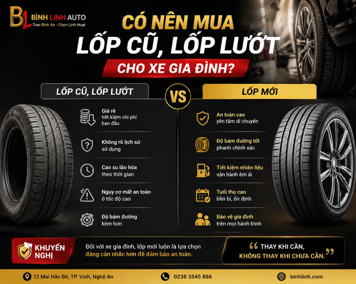 Có nên mua lốp cũ, lốp lướt cho xe gia đình?