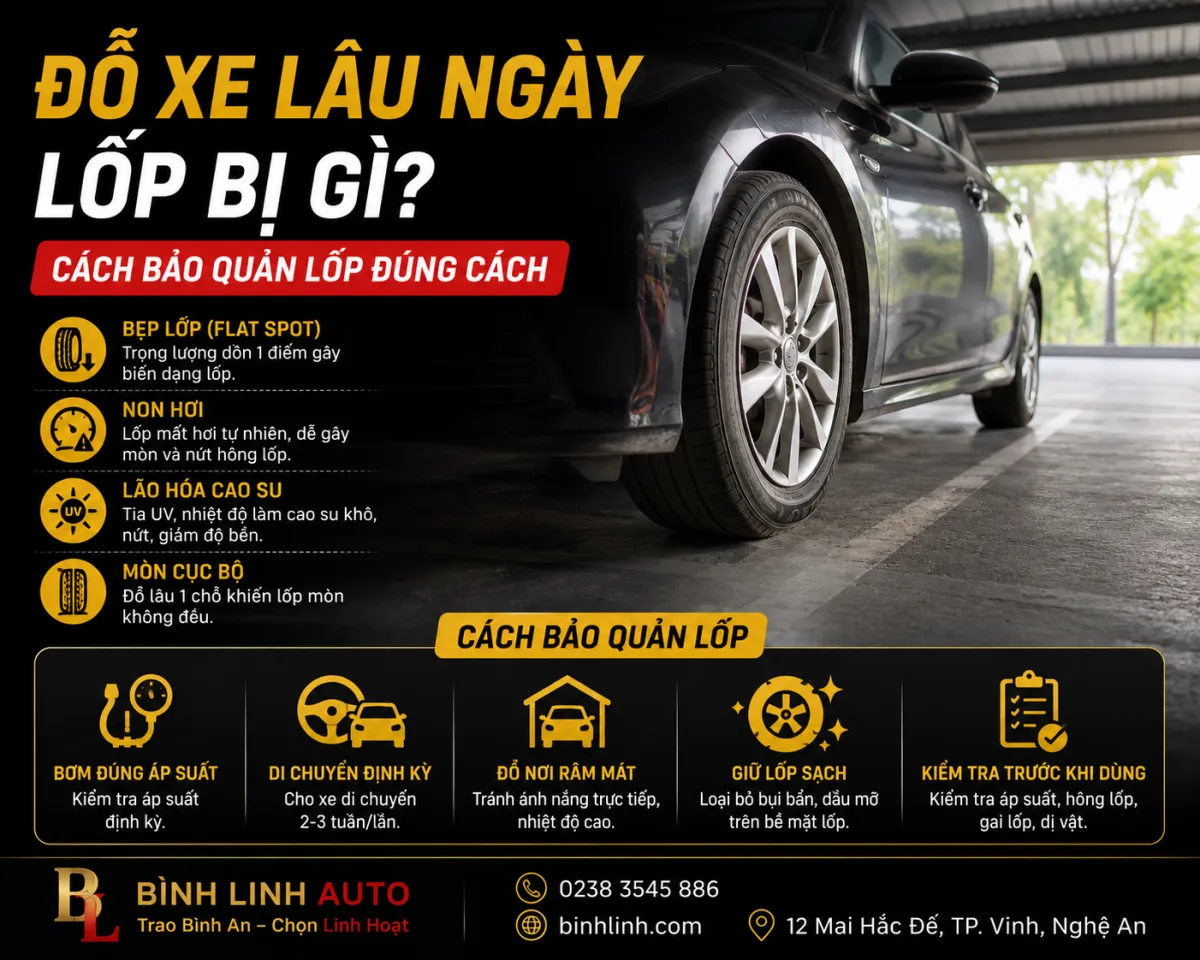 Đỗ Xe Lâu Ngày Lốp Bị Gì? Cách Bảo Quản Lốp Đúng Cách