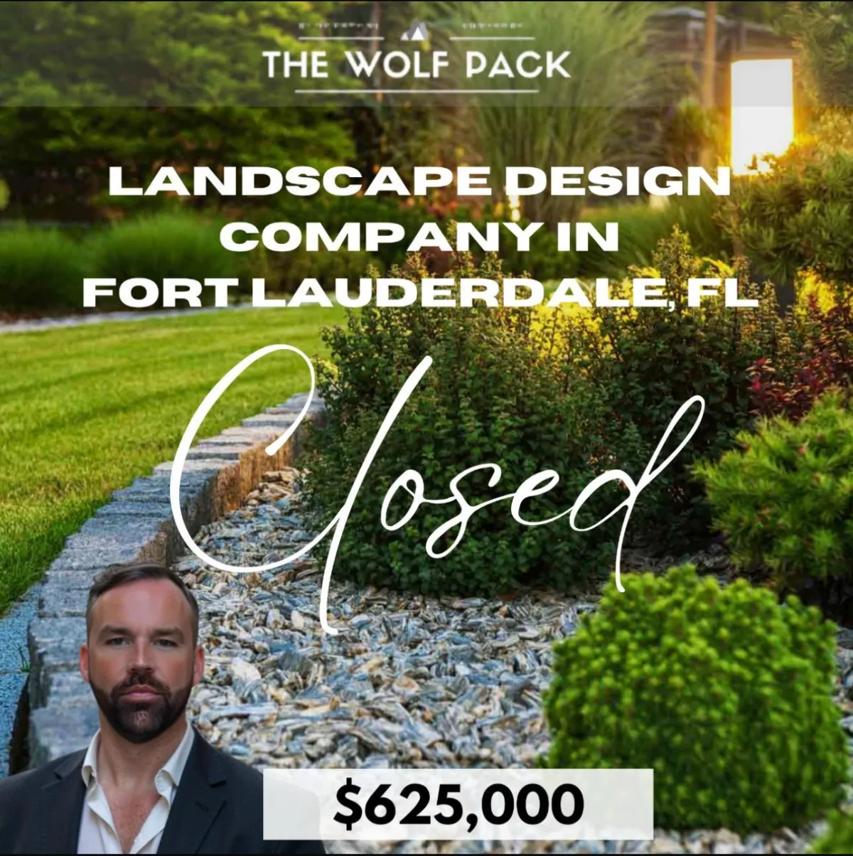 Professional landscaping business in Fort Lauderdale, Florida, showcasing equipment and crew, now successfully sold.