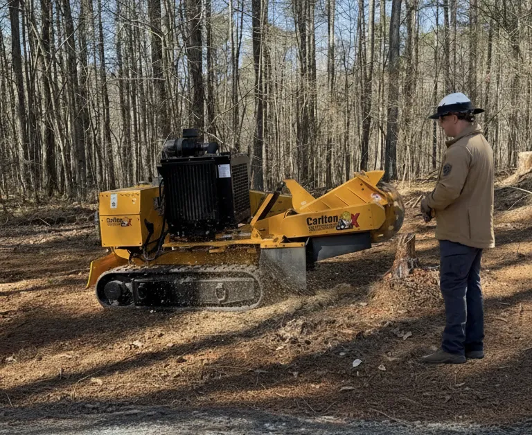 Professional stump grinding equipment operated by trained QRF technicians.