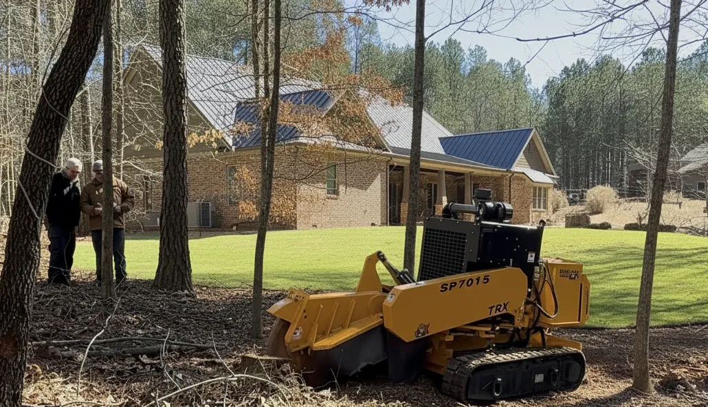 Residential stump grinding service in North Georgia with professional equipment