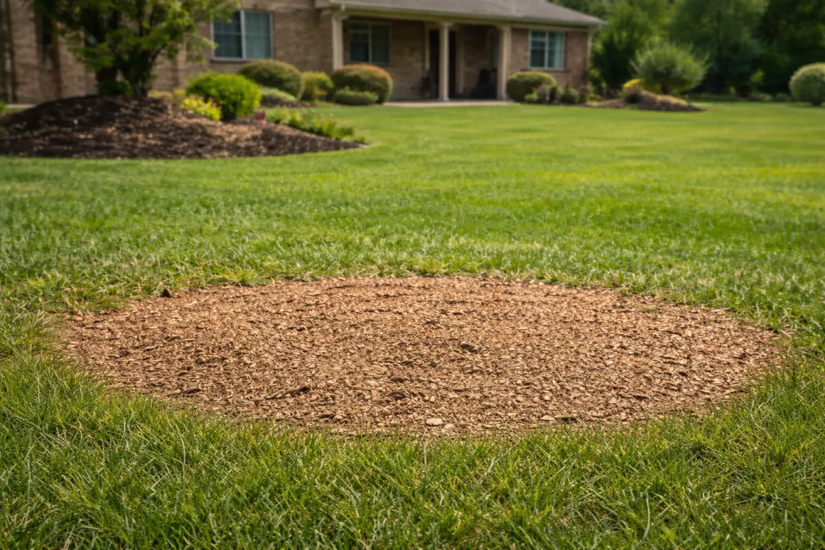 Clean residential lawn after professional stump grinding service in North Georgia