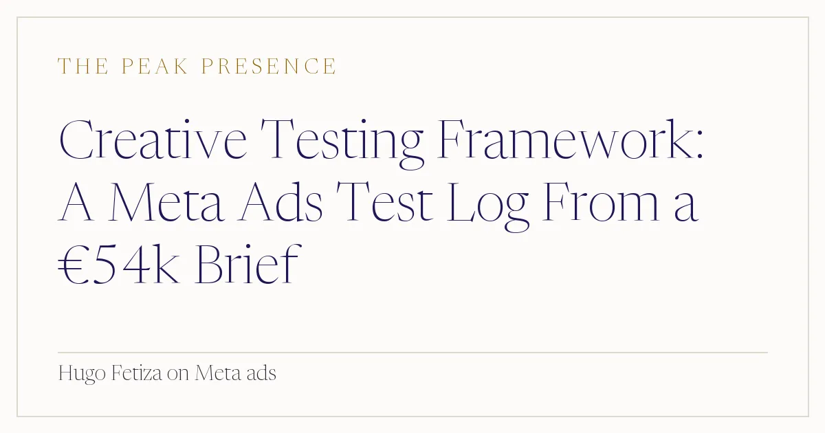 Creative Testing Framework: A Meta Ads Test Log From a €54k Brief