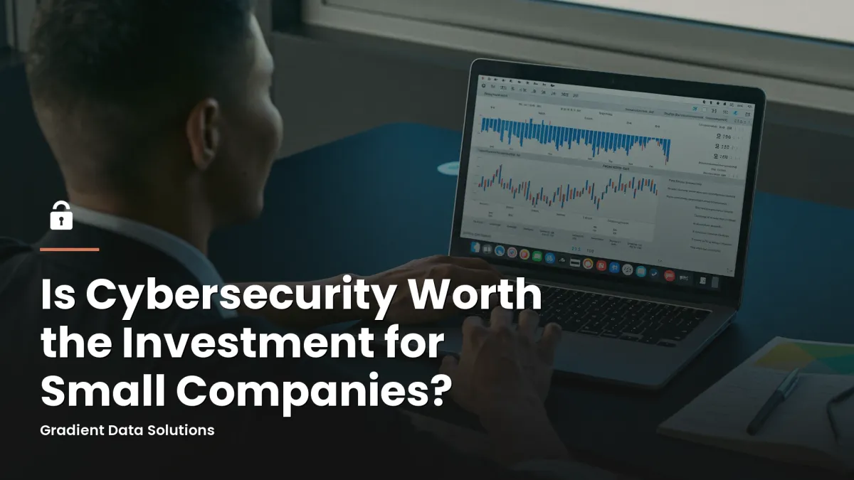 Small business owner comparing a cybersecurity budget spreadsheet with printed reports